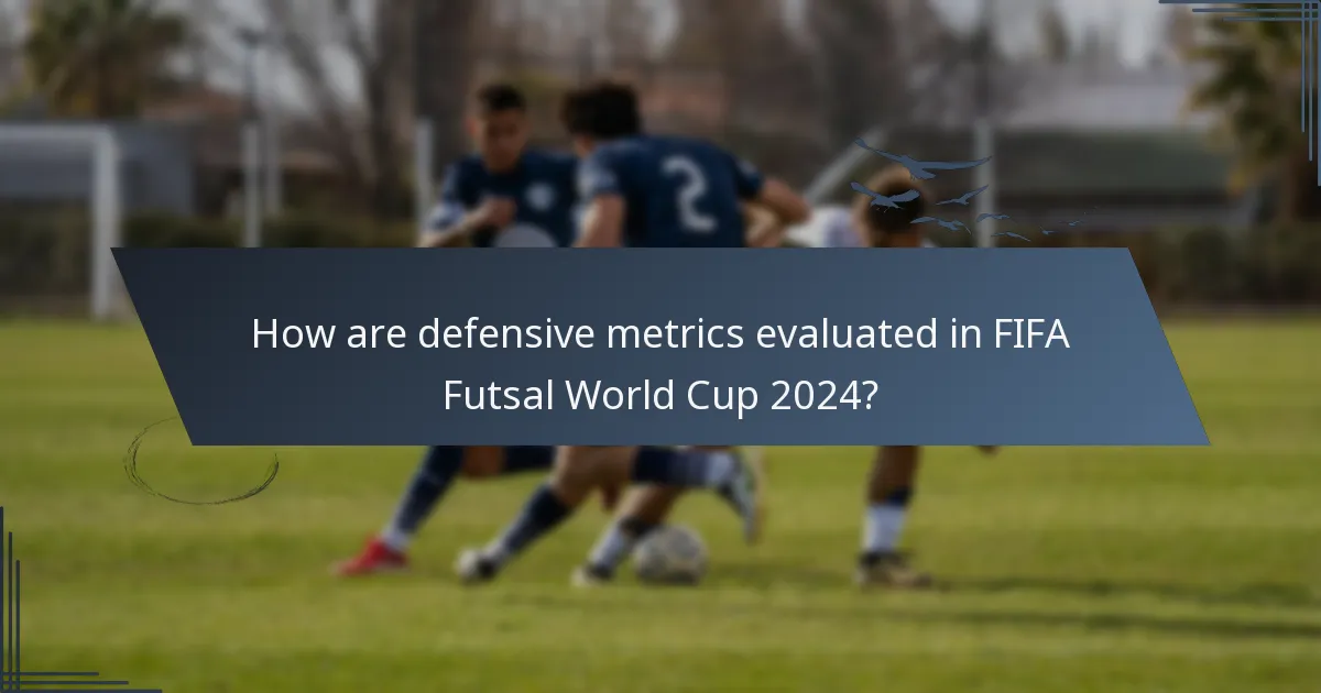 How are defensive metrics evaluated in FIFA Futsal World Cup 2024?