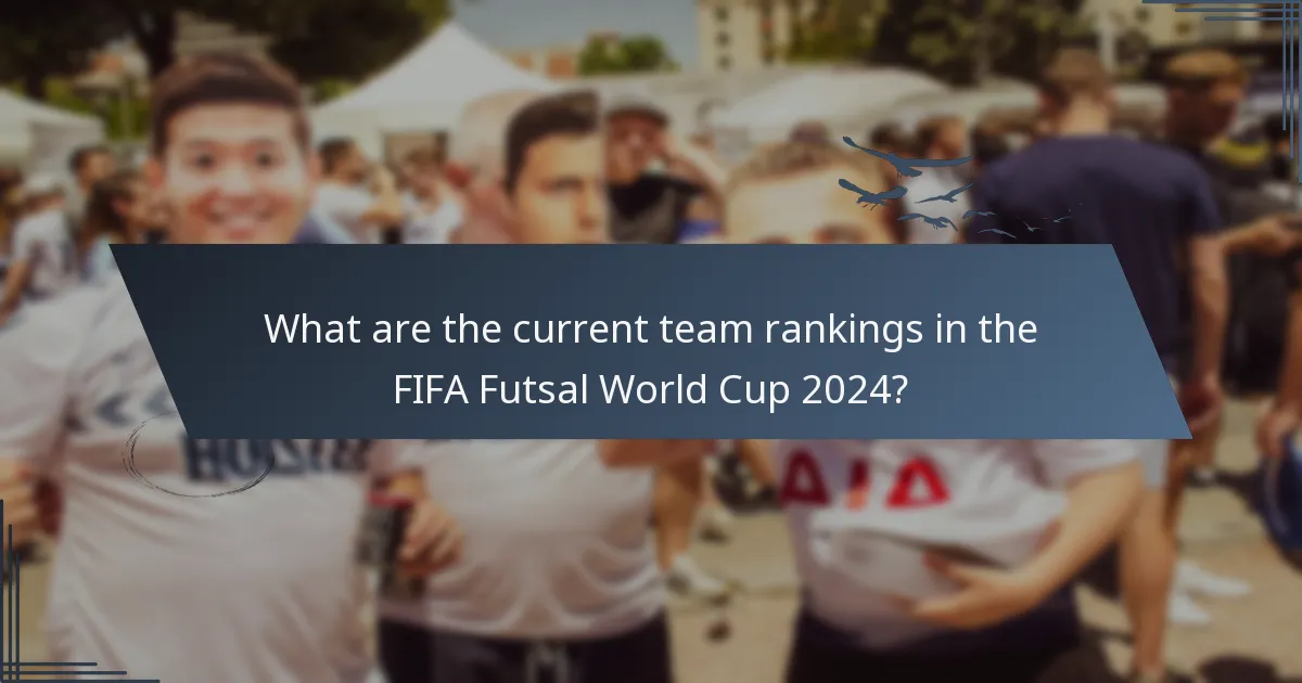What are the current team rankings in the FIFA Futsal World Cup 2024?