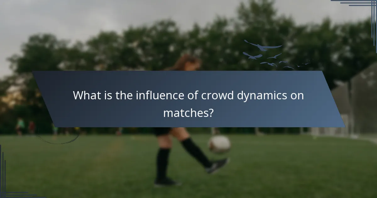What is the influence of crowd dynamics on matches?