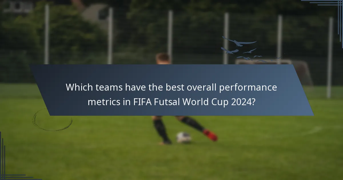 Which teams have the best overall performance metrics in FIFA Futsal World Cup 2024?